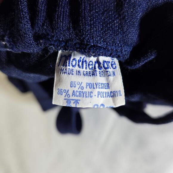 Mothercare Vintage Boy's Suspender Pants 30 Month Navy Blue 1960s 11" Inseam - Picture 2 of 11